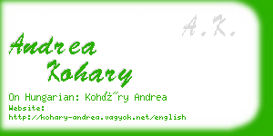 andrea kohary business card